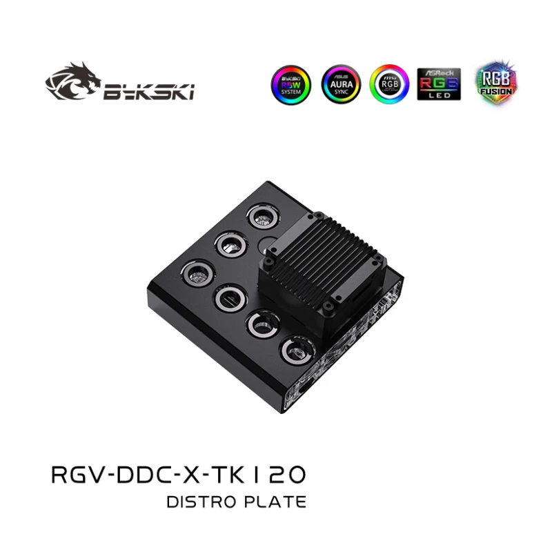 Imagem -03 - Bykski-acrílico Distro Placa Placa para pc Cooler System Case Fit Rígido Mangueira Tubo Combo Bomba Ddc Rgv-ddc-x-tk120 240 360