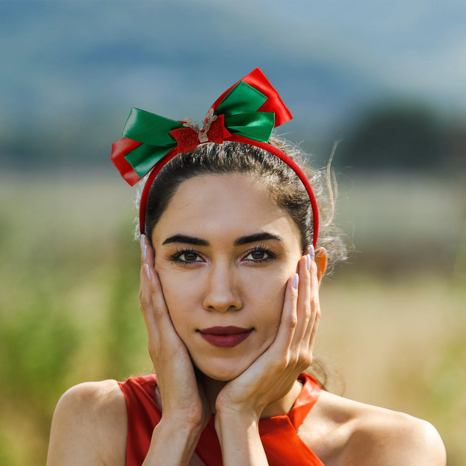 

Christmas Deer Headb Red Green Bowknot Kids Party Costume Xmas Accessories Hairb Decorations Christmas Elements Hoop