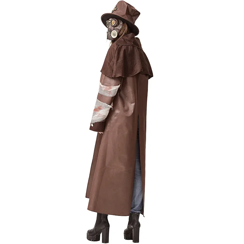 Halloween Medievale Cappuccio Veste Dottore della Peste Costume Maschera Cappello Per Gli Uomini Monaco Adulto Cosplay Steampunk Sacerdote Horror Mago