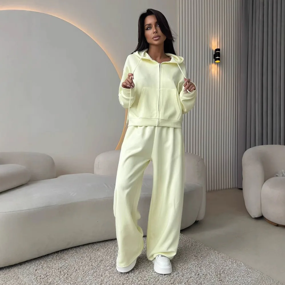 

2025 Women's Tracksuit Set Zip Up Hoodie with Jogger Pants 2 Piece Outfit Casual Sportswear Cotton Comfort