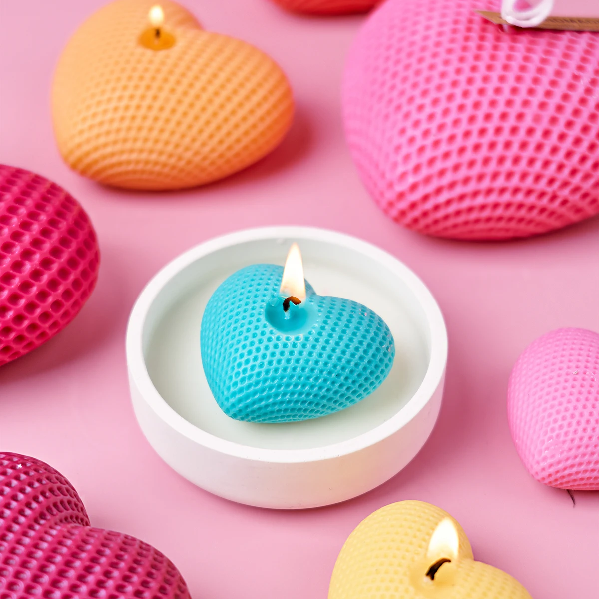 3D Woven Heart Silicone Candle Mold DIY Handmade Love Scented Mould Mousse Cake Baking Mold Wedding Decor Valentine\'s Day Gifts