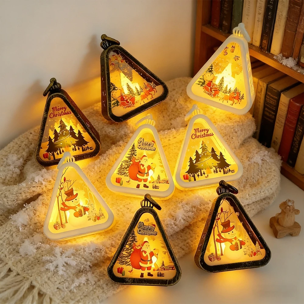 Christmas Decor Retro Night Lights Glowing Display Cases Tabletop Ornaments Night Lights for Decoration Atmosphere Wind Lamps