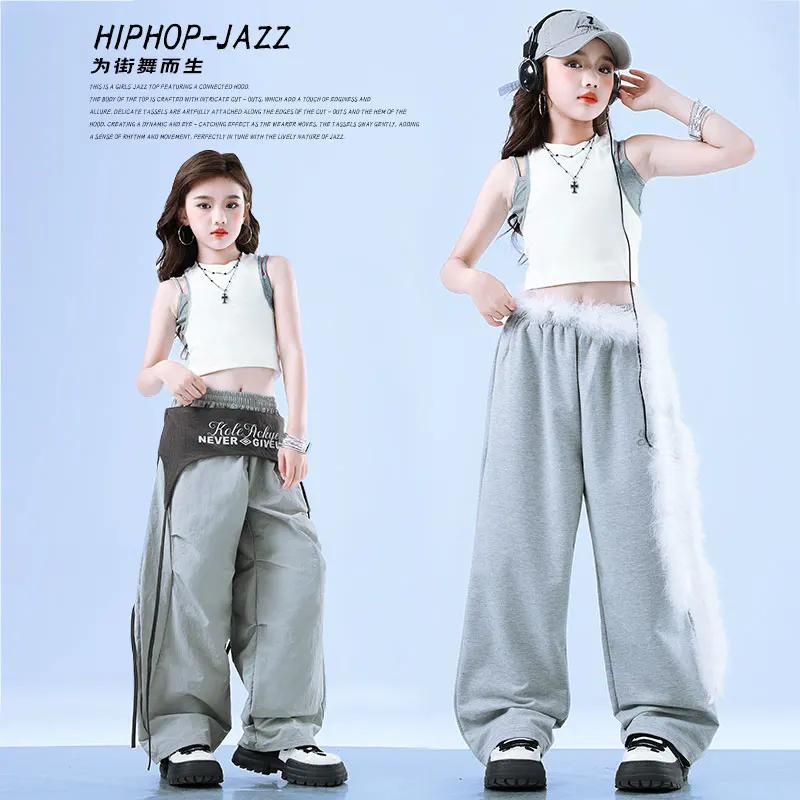 Mädchen K-pop Kleidung Crop Tops Sweat Hosen Street Dance Jogger Kinder Hip Hop Streetwear Kind Jazz Mädchen Gruppe kleidung Sets