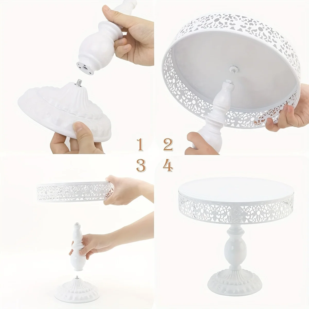 7.9 Inch Circular Aluminum Pattern Hollow Rotating Cake Decoration Rack, Cake Turntable, Rotating Cake Rack