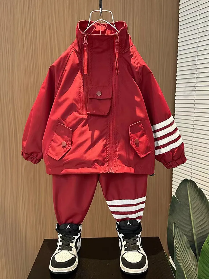 Boys Spring and Autumn Sports Set 2024 New Fashionable Children\'s Casual Clothing Handsome Boys Two Piece Set