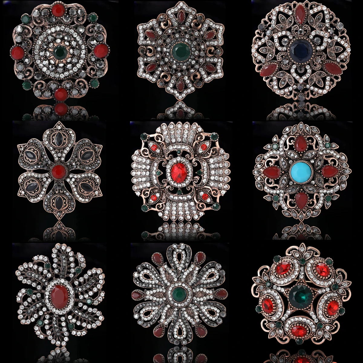 حجر الراين دبابيس خمر للنساء للجنسين كريستال زجاج قلادة دبابيس مكتب حفلة صديق الهدايا مجوهرات اكسسوارات #1