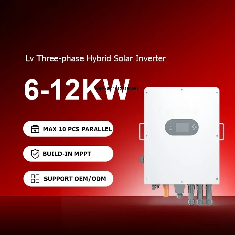 Powerful IP65 Low Voltage Three-Phase Dual Mppt Hybrid Solar Inverter 10kva 12kw 6kw 8kw DC to AC On/0ff Grid Solar Inverter
