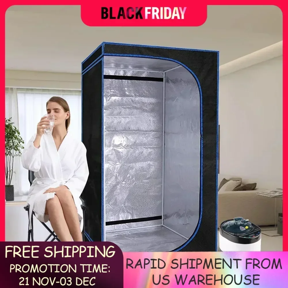 

Full Size Portable Steam Sauna Kit,Full Body Sauna Spa 4 Liters 1500 Watt Steamer, Remote Control, Timer, Foldable Chair