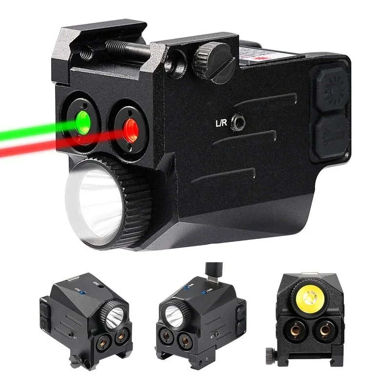 Laser Sight Combo Max 500 Lumens USB Recharge For Hunting Tactical Flashlight Red Green Dual Blue Green laser flashlight combo