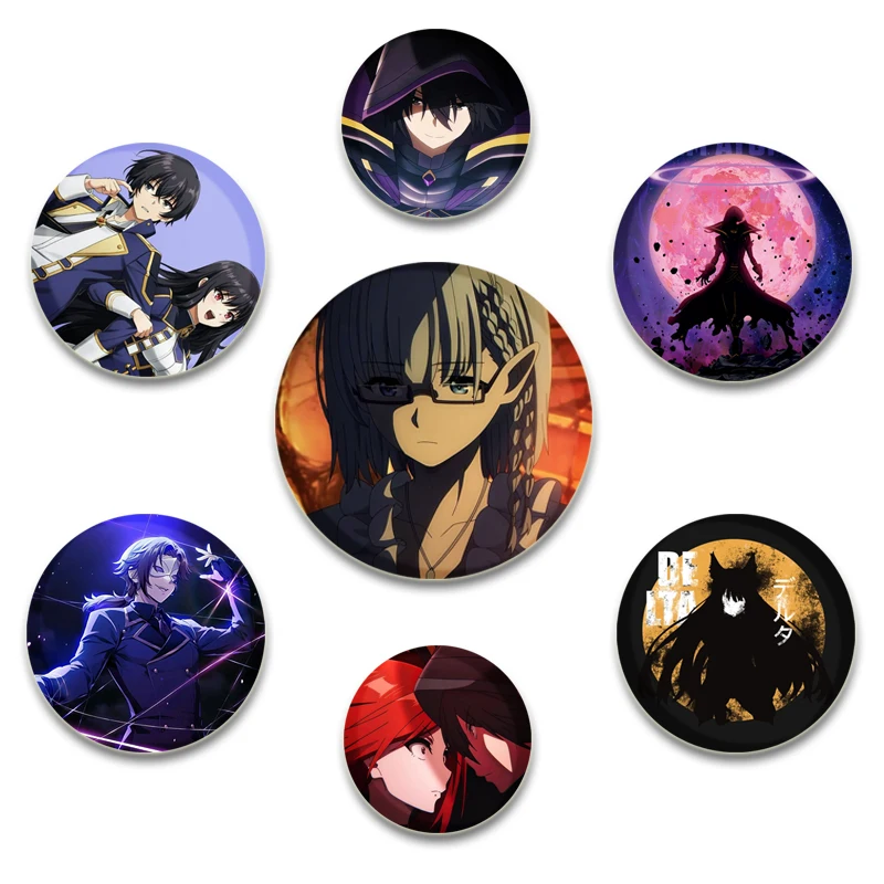 58/44/32mm Anime The Eminence in Shadow Badge Cartoon Character Lapel Pin Creative Round Brooches for Backpack Decoration Gifts