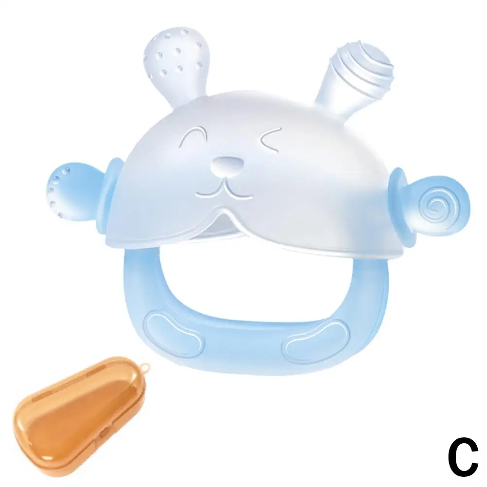 Bebê mordedor coelho líquido silicone mascar brinquedo de grau alimentício calmante dentição conjunto mão fervido chupeta segura para bebês 10cm i9w2
