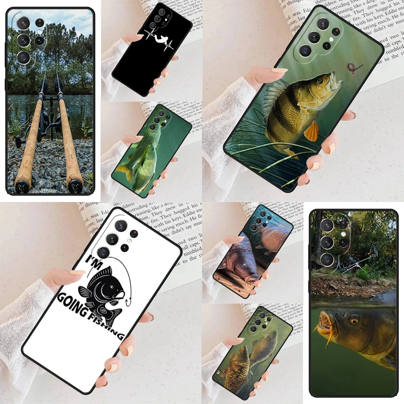 Basic Carp Fishing Rubber Cell Phone Case for Samsung Galaxy S26 Ultra S25 S24 S23 S22 S21 S20 Note10 Cover