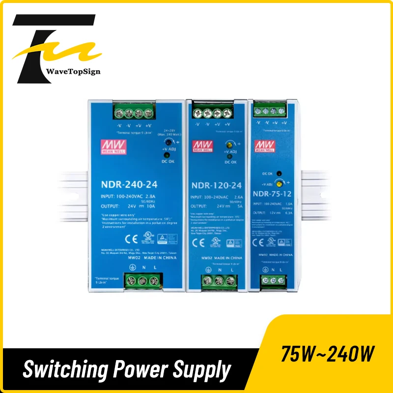 NDR Switching Power Supply 220V to DC 24V 12V 48V 240W 120W Guide Rail 10A 5A Replace DRP