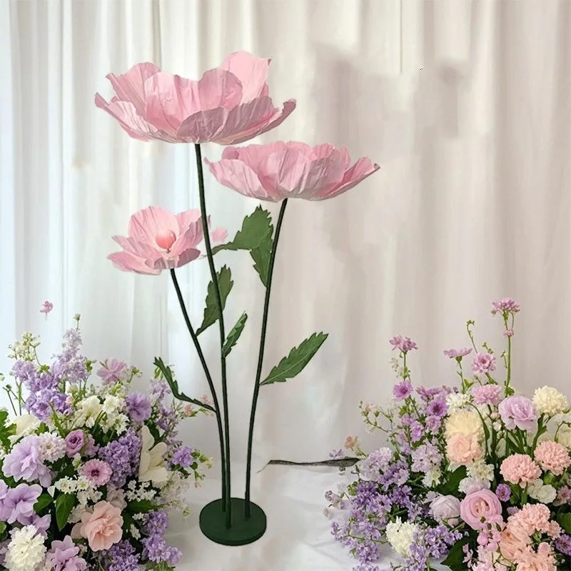 Poppy paper art flower shopping mall window stage wedding arrangement large simulated flower decoration
