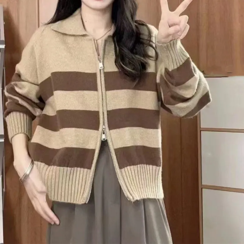 Korean Version of Lazy Wind Knitted Sweater Women's 2024 Winter New Model