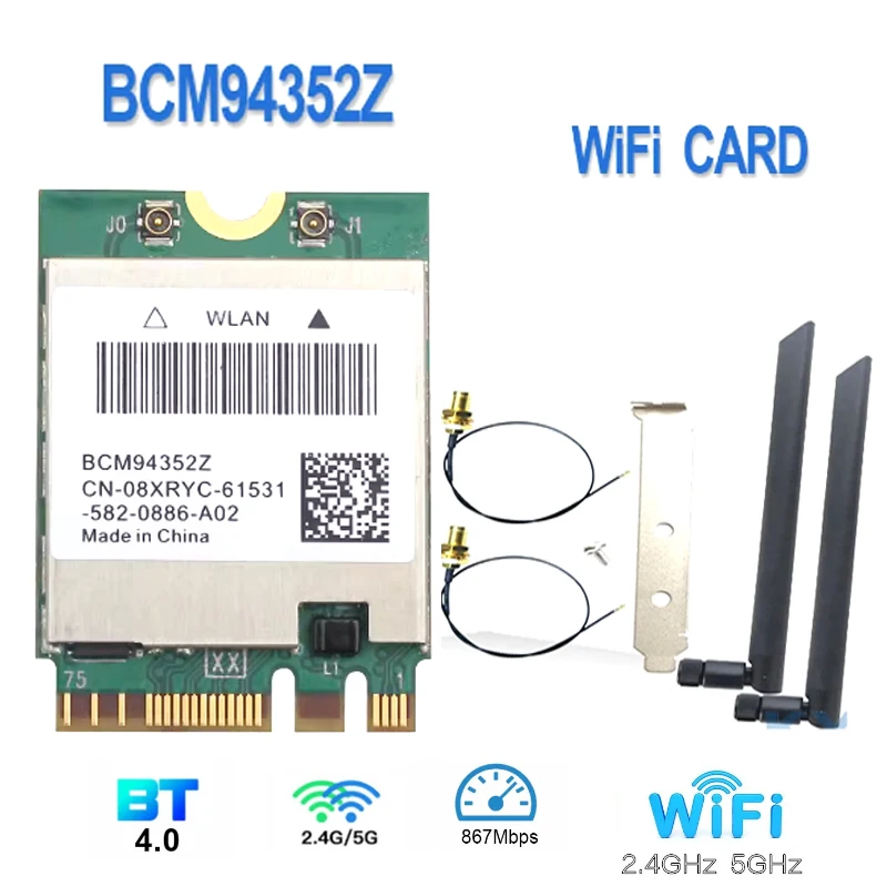 Wireless Wifi Card BCM94352Z 802.11ac 2.4G+5G BT4.0 1200Mbps NGFF Wlan Adapter for B50-70/N50-70/ B40-80/B50-80 E40-30