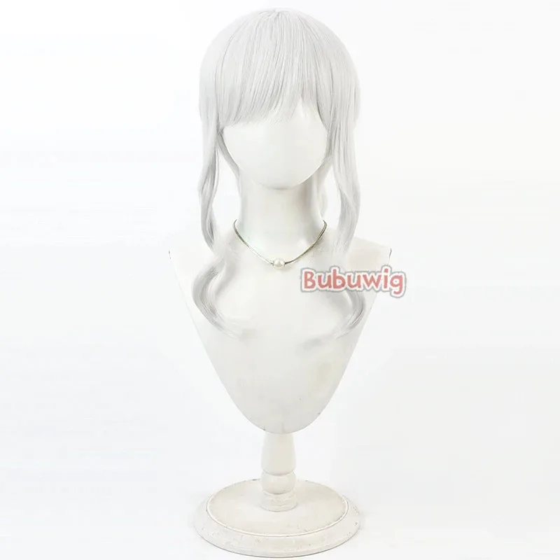 Bubuwig الشعر الاصطناعية Omagari الأرنب تأثيري الباروكات الأزرق الأرشيف Omagari الأرنب 60 سنتيمتر طويل الفضة الأبيض ذيل حصان شعر مستعار مقاومة للحرارة