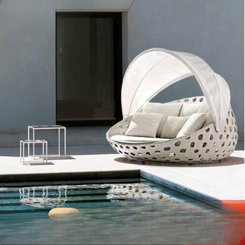 

Large bed, rattan beach bed