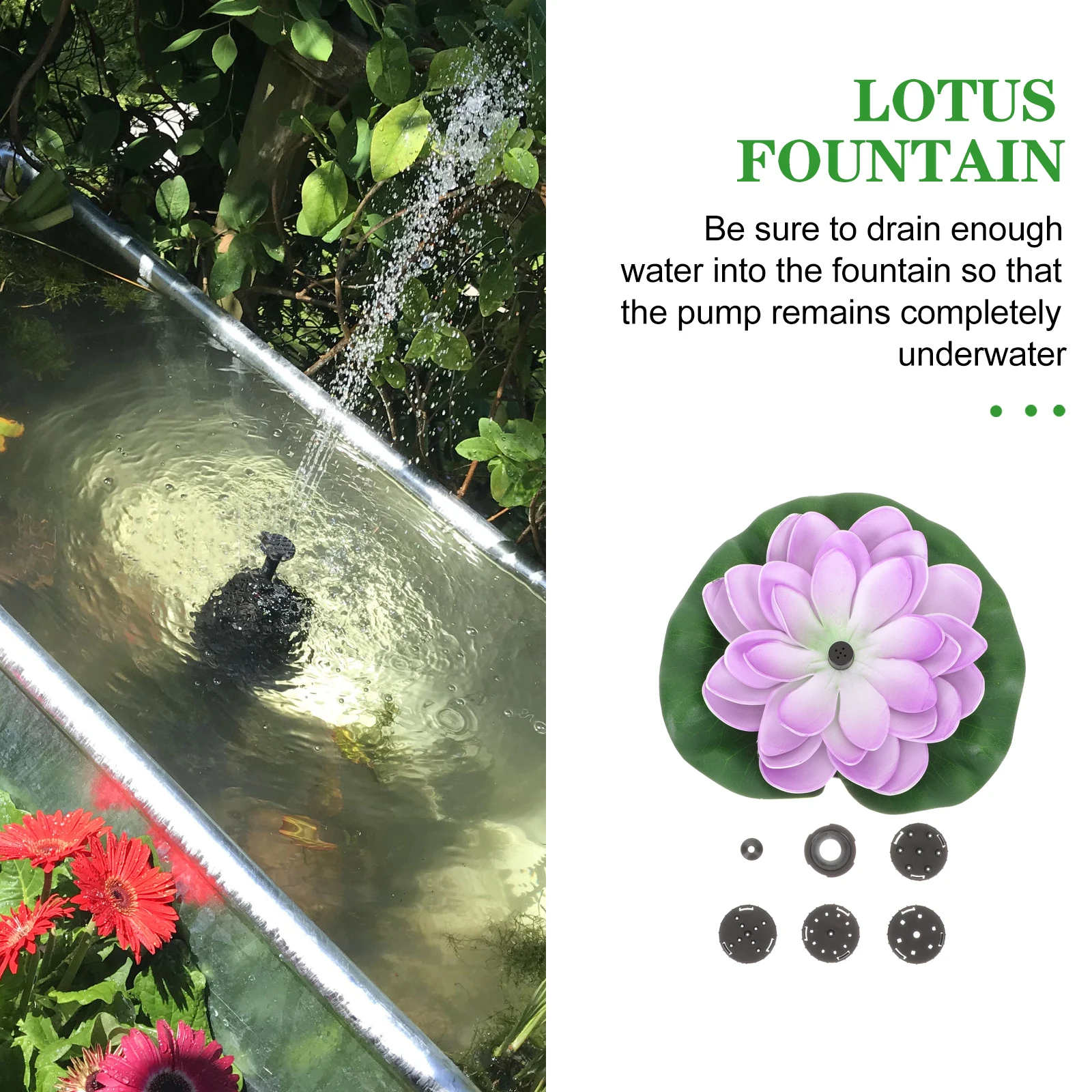 

Solar Lotus Fountain Floating Water Outdoor Purple ABS Garden Decor Landscape Ornament Solar Powered Easy Clean Safe