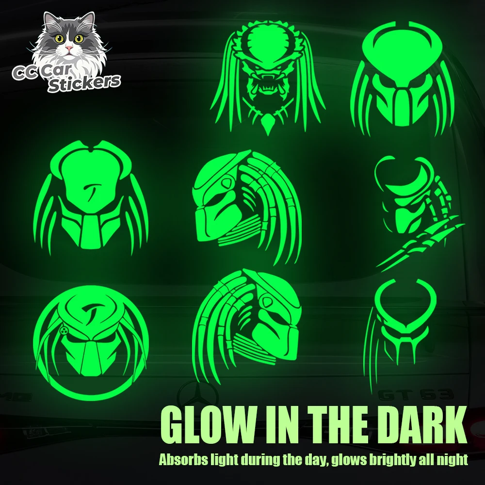 Luminous Predator Stickers for Car Glow in The Dark Sci Fi Emblem Decals Waterproof Tactical Hunter Auto Vinyl Styling Graphic