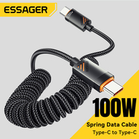 Essager Spring Type C to Type C Cable For iPhone 16 15 Xiaomi Samsung Huawei PD 100W Fast Charging For Macbook iPad USB C Cable