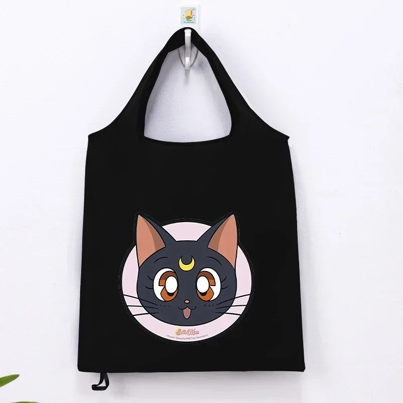 Sailor Moons Women Folding Shopping Bag Easy To Carry Reusable Large Capacity Eco-Friendly Storage Tote Handbag Bags Girls Gifts