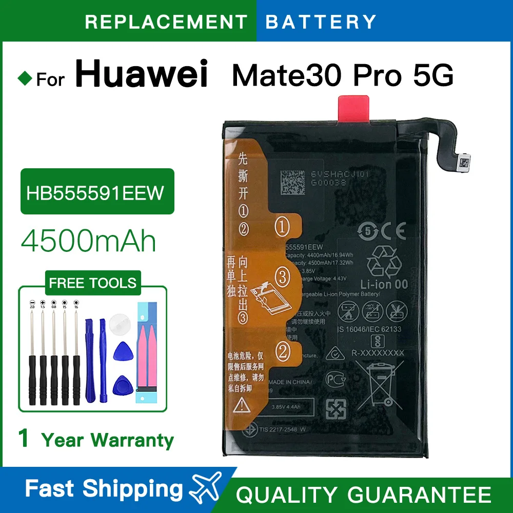 Brand new HB555591EEW 4500mAh Battery For Huawei Mate30 Pro 5G / Mate 30 pro 5G / Mate30Pro 5G  Phone Battery +Free Tools