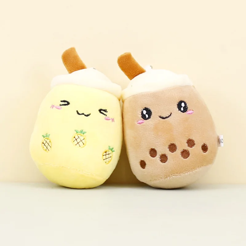 Leite Chá Chaveiro de pelúcia para menina, pingente de mochila recheado bonito, desenhos animados kawaii, presentes do dia dos namorados, 12cm