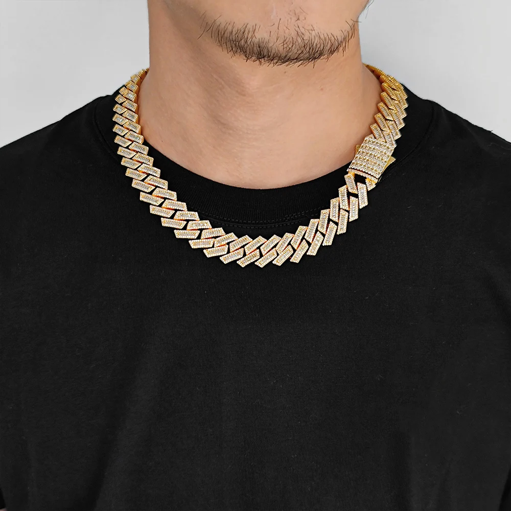 

HHIOK Hip Hop Jewelry 18MM Diamond Iced Out Cuban Chain Gold Plated with 5A Zircon Luxury Personalization Wholesale Available
