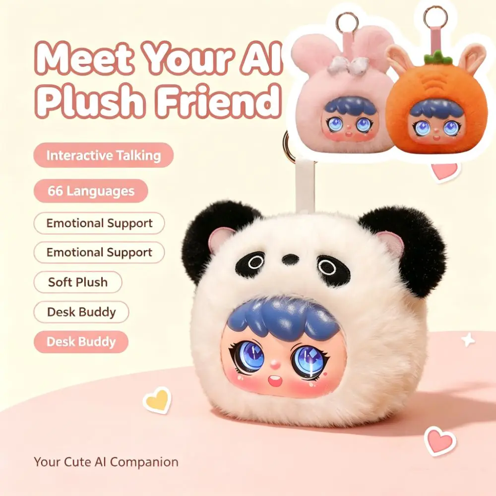 66 Languages Interactive AI Plush Companion Pendant Emotional Support Plush Cute Design AI Cat Plush Desk Buddy