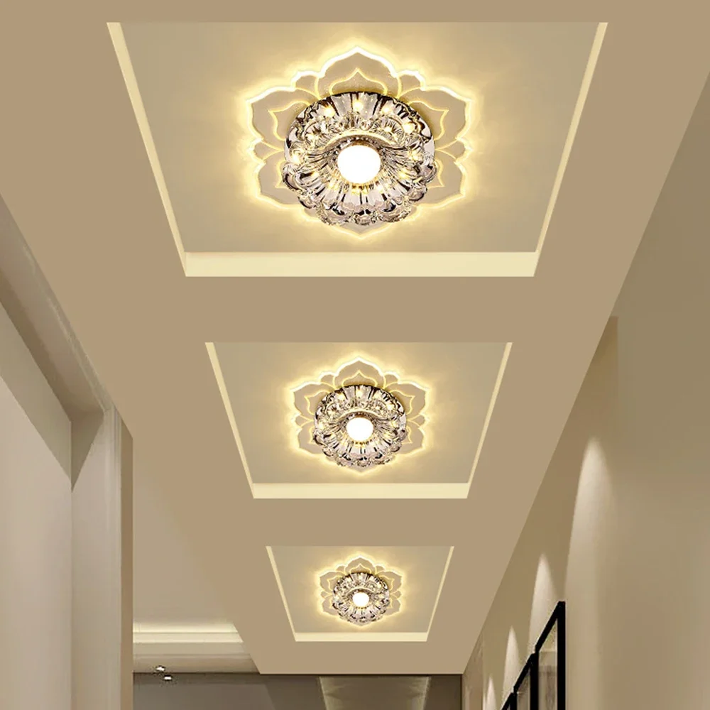 

Modern LED Lights Flower-shaped Crystal Spotlights Downlights Embedded Ceiling Creative Corridor Living Room Bedroom