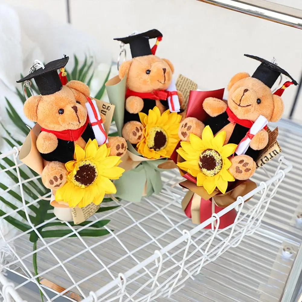 

Chic Bouquet Decoration Bear Bouquet Sunflower Plush Toy Animal Bouquet 15cm Mini Cartoon Lovely Bear Valentine'S Day