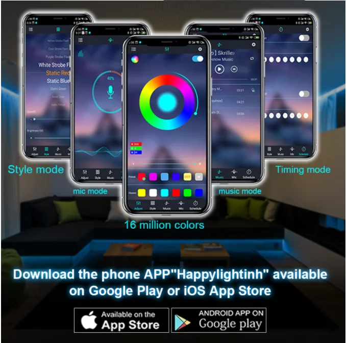 Bluetooth LED Strip Lights 20M RGB 5050 2835 SMD Flexible Ribbon Waterproof RGB LED Light 5M 10M Tape Diode DC 12V Control WIFI