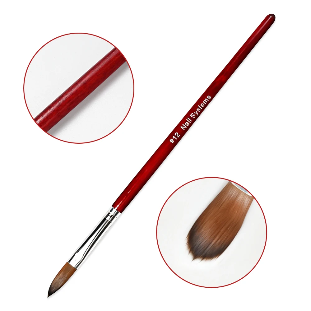 1/6Pcs Acrylic Nail Brush Set 6Size Red Wooden Handle Crystal Craving Flower Nail Pen for Nail Art Extension Drawing Design Tool