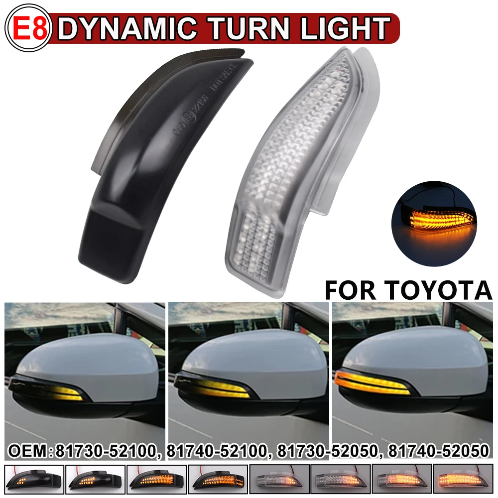Dynamic LED Side Mirror Turn Signal Indicator Light For Toyota Corolla Camry Prius Vios Yaris Venza Avalon Altis 2014-2017