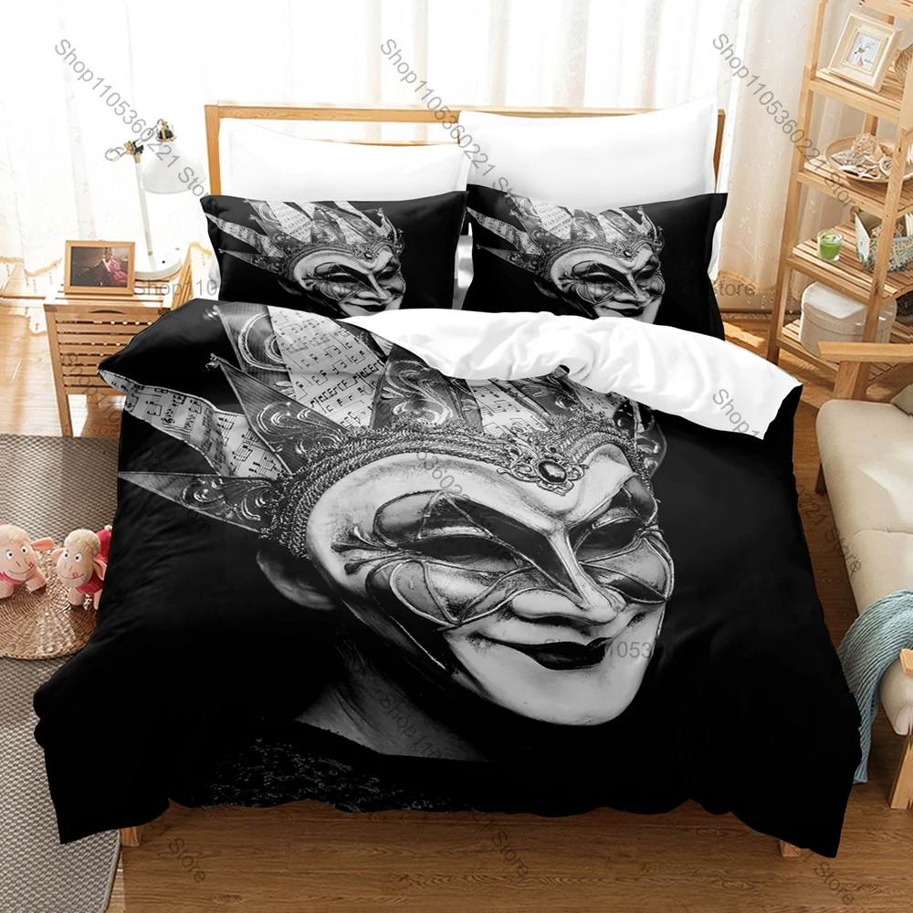 Boris Brejcha 3Pcs Bedding Set Electronic Music DJ Print Duvet Cover Set Soft Microfiber Bed Set with Pillowcases for Fans