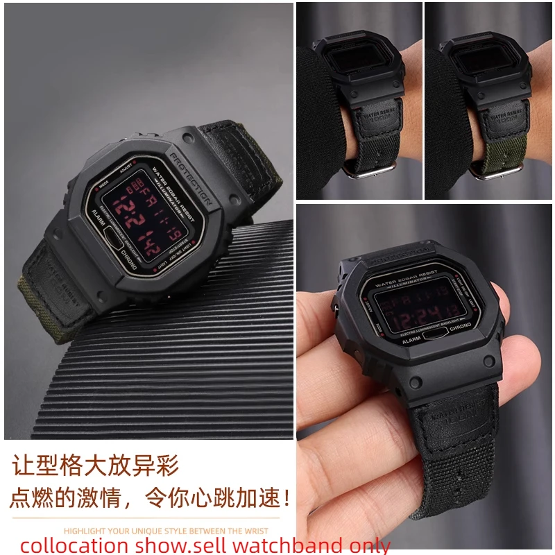 16 18mm men wristband For Casio G-SHOCK DW5600 GW-5000 5035 GW-M5610 watch strap AE1200 SGW300/400 MRW200 canvas nylon watchband