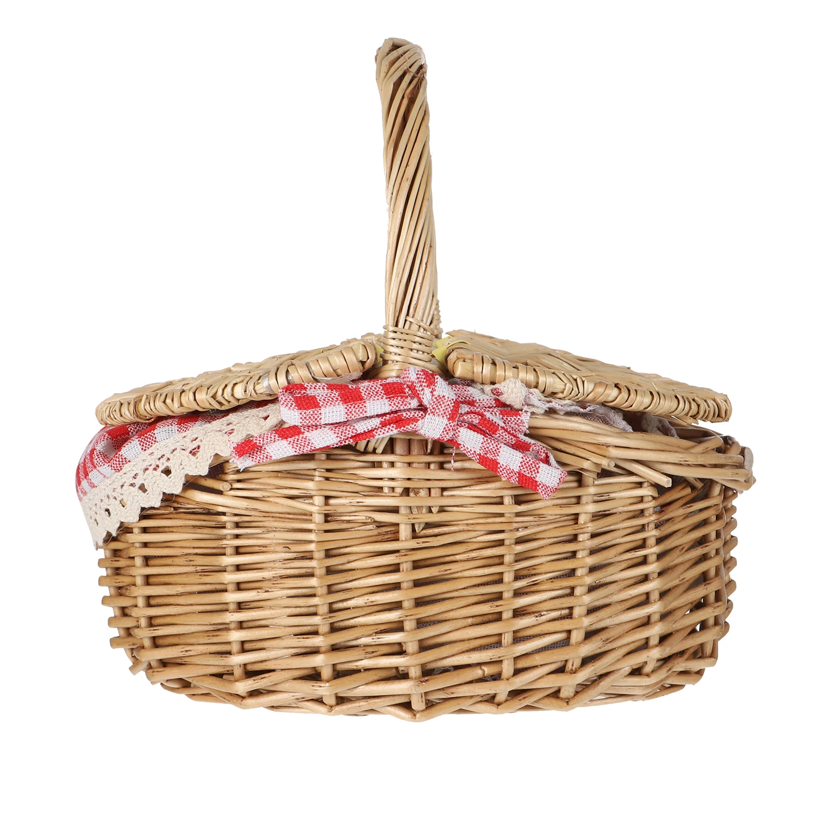 

Wicker Storage Basket Fruit Bread Vegetable Picnic Home Organizer Handmade Lightweight Durable Art Product Weaving Basket