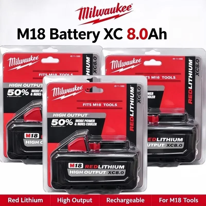 Milwaukee M18 XC 18V 6.0Ah 21700 Lithium Battery, High Output Power for 48‑11‑2830 0730‑20 M18 Cordless Power Tools
