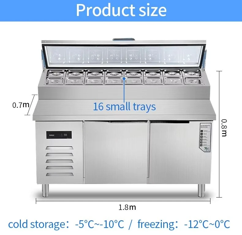 60-Inch 2-Door Giant Top Sandwich Preparation Table Refrigerator-Refrigerated Salad Preparation Station Table