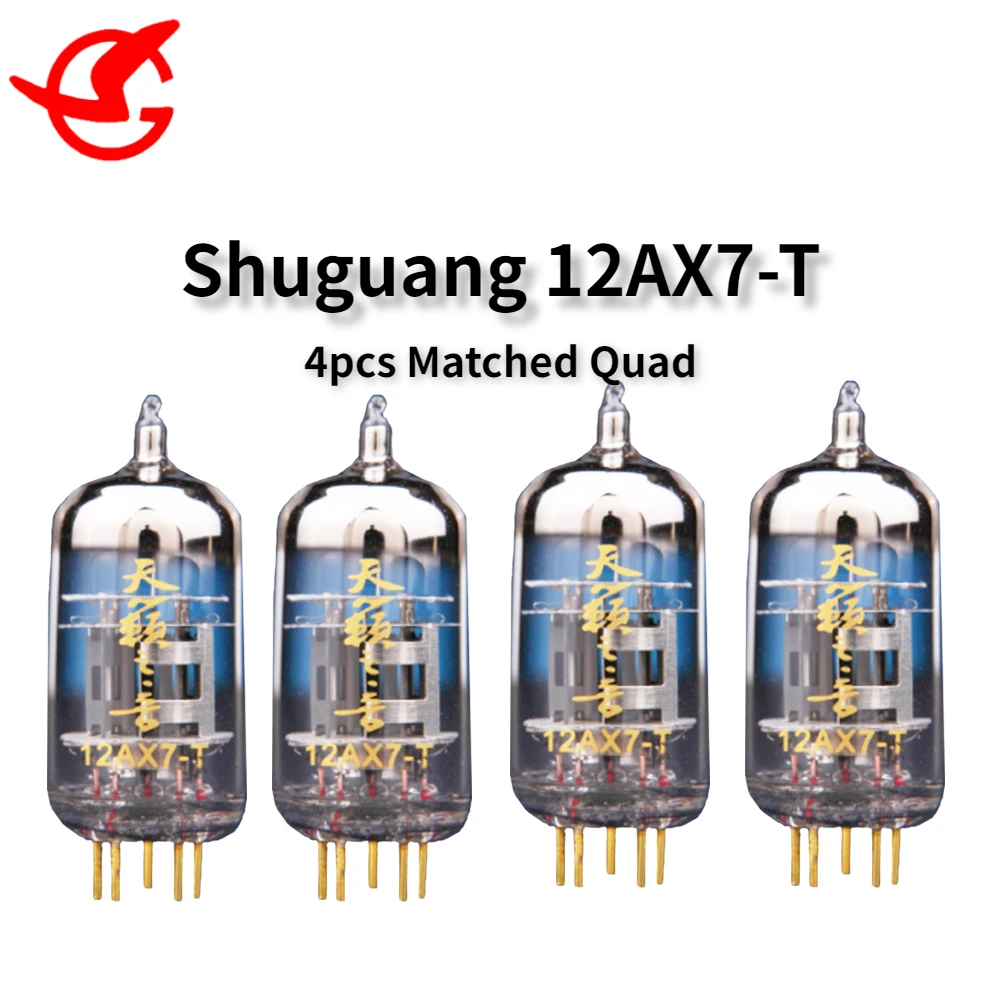 ShuGuang 12AX7-T Vacuum Tube HIFI Audio Amplifier, Quality Assured Matched Quad Replacing 12AX7 ECC83 6N4 Electronic Tube