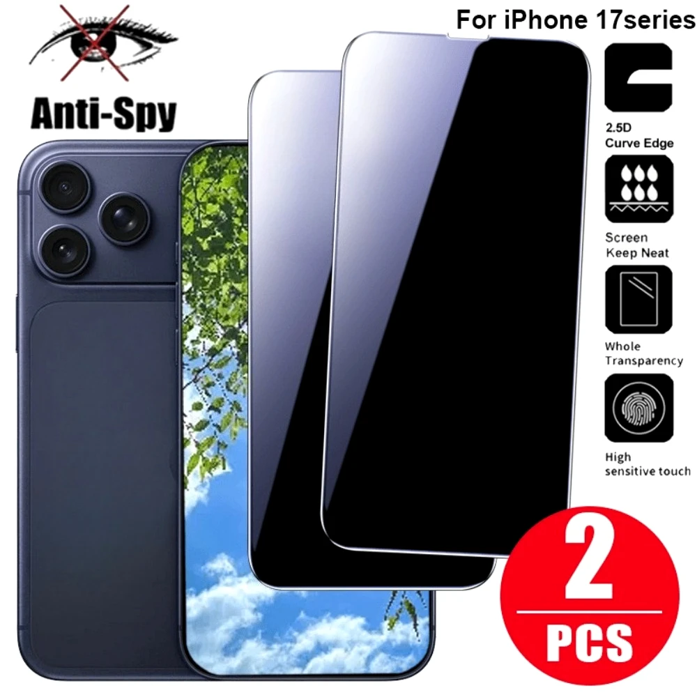 

2 шт. Защитное стекло от подглядывания для iPhone 17 16 15 14 Pro Max Air 16 15 14 Plus 13 12 11 Pro Mini, закаленное, с защитой от царапин