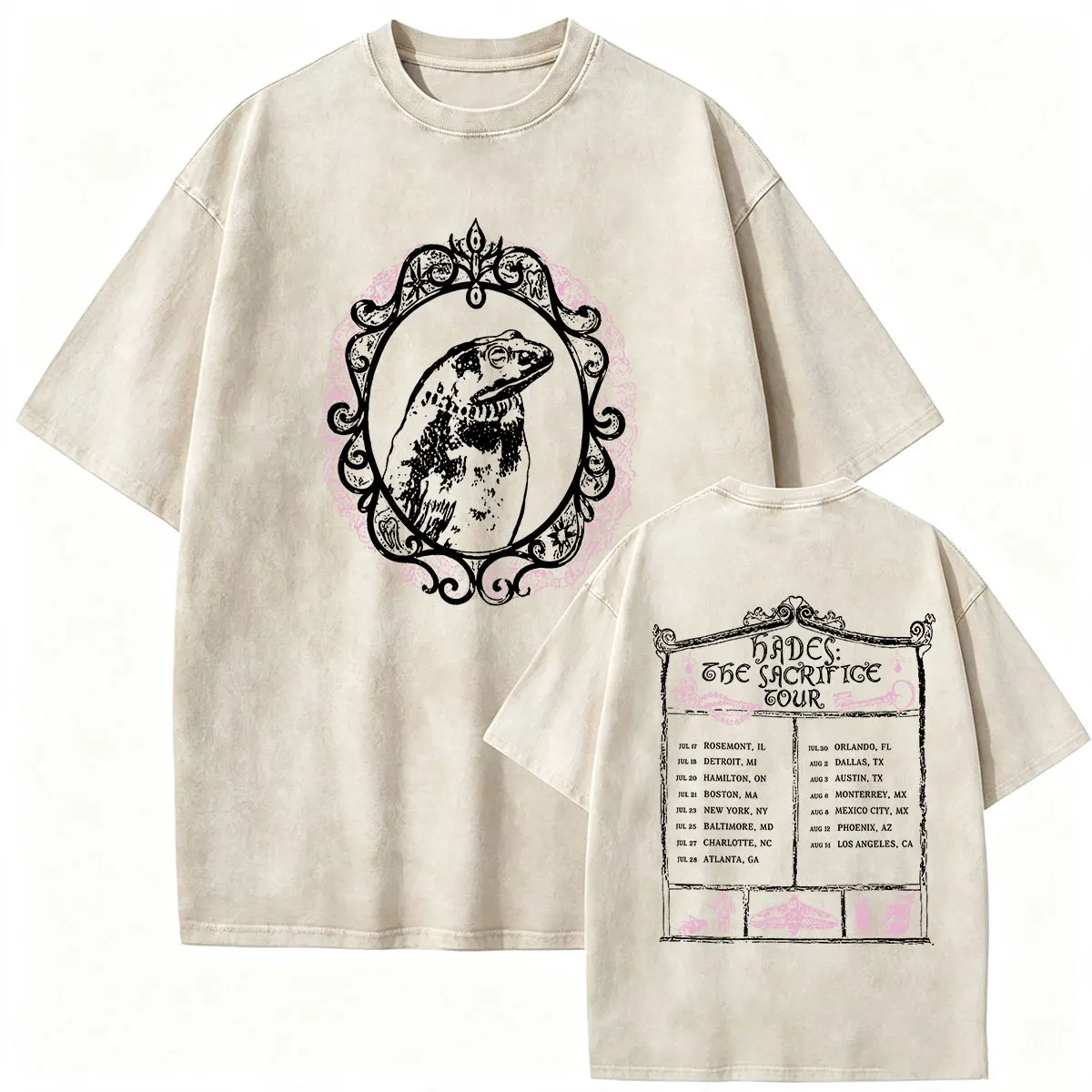 Vintage Washed Melanie Martinez Hades The Sacrifice Tour 2026 Merch T Shirts Men Women's Hip Hop Short Sleeve T-shirt Streetwear