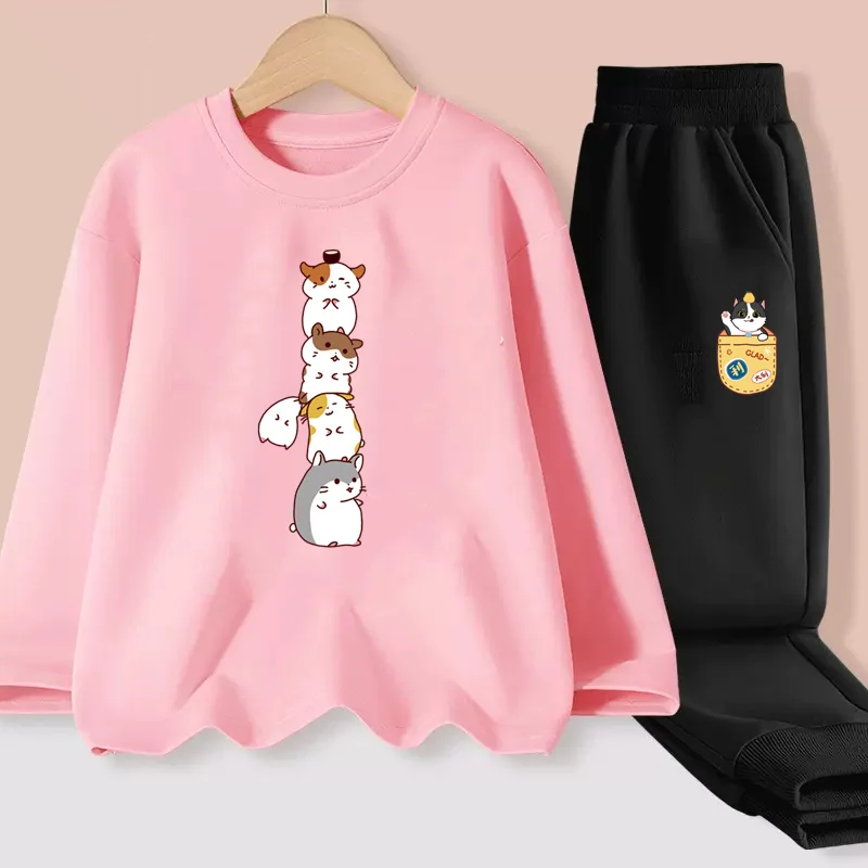 Menschliche Pyramide Maus Kostüme für Kinder Langarm T-Shirt Hosen Jungen Mädchen Baumwollkleidung 2-teilige Sets 3-14T