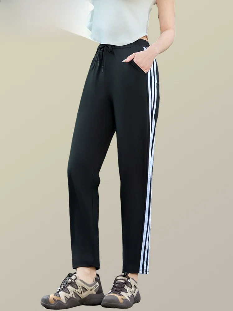 

TUCANO Ice Silk Casual Pants Women's Loose Straight Leg Thin Qui Dry Summer Sports Pants Comfortable Breathable Trousers