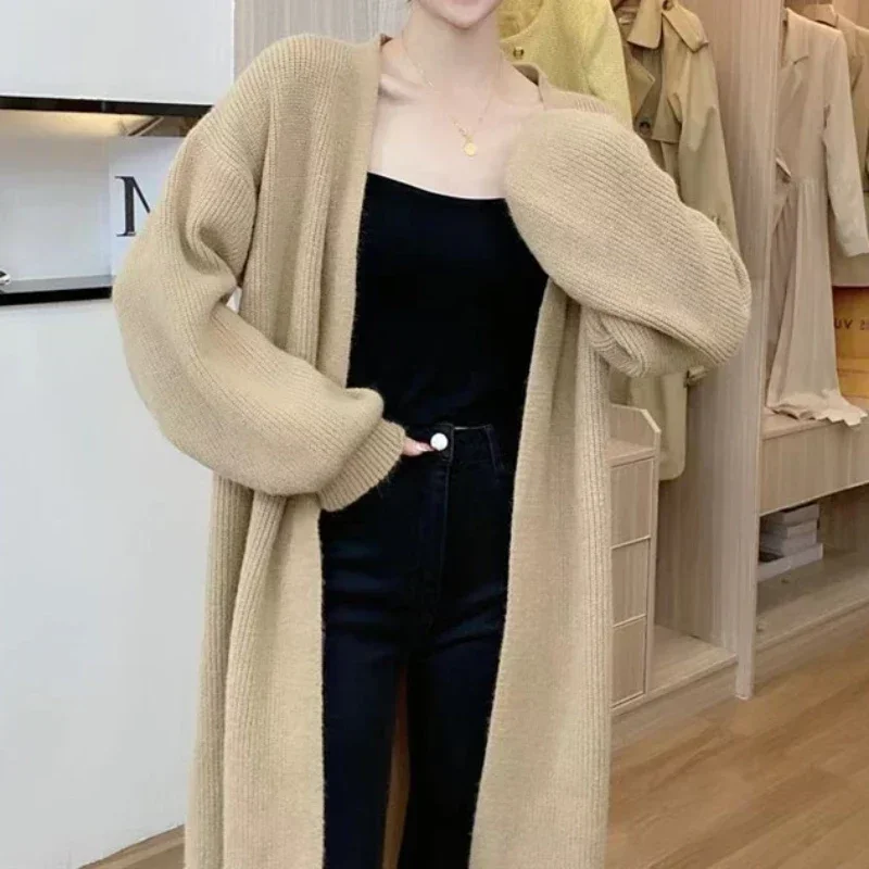 

Long Cardigan Knit Sweater Women Lantern Sleeve Autumn Winter Maxi Soft Streetwear Coat Long Knitted Jacket Jumpers Sweaters