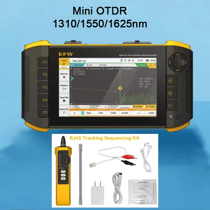 

OFW Mini OTDR Активный оптоволоконный тестер 1310/1550/1625 нм 32/30/30 дБ 80 км Оптический рефлектометр оптический с сенсорным экраном OPM VFL RJ45