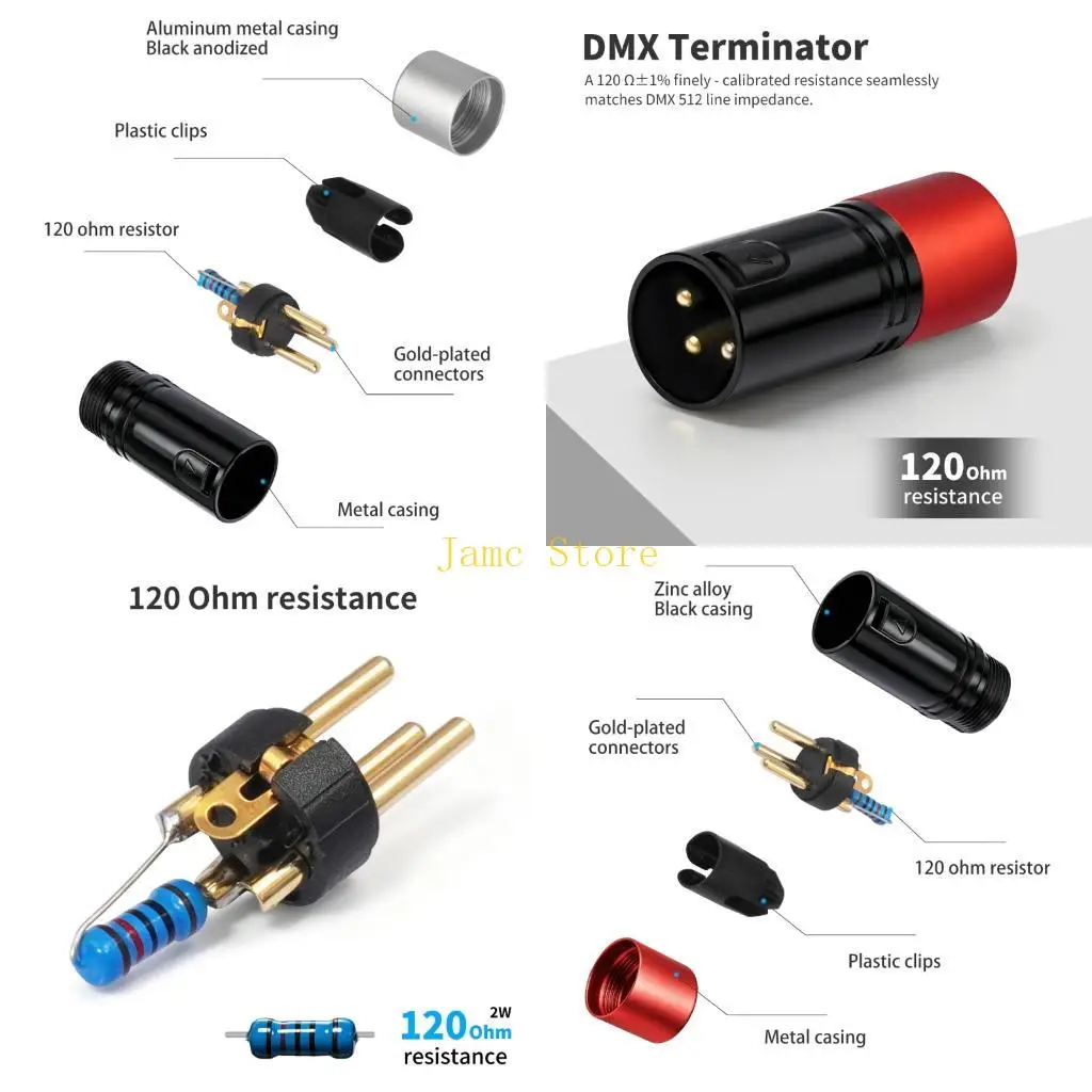 LX0B Line Terminators Plug 2 Piece/Pack with 120 Ohms 3 Pin Connector