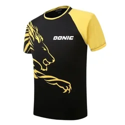 Camiseta de manga curta respirável masculina e feminina, camiseta esportiva de tênis de mesa, camiseta de secagem rápida, roupas masculinas, verão, novo, 2024