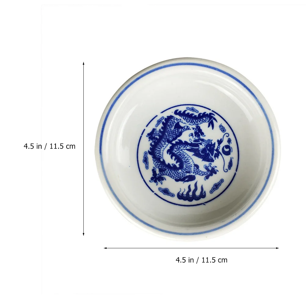

2Pcs Ceramic Ink Saucer Dragon Pattern Durable Ink Brush Washing Dish Pigment Dish Chinese Calligraphy Accessory